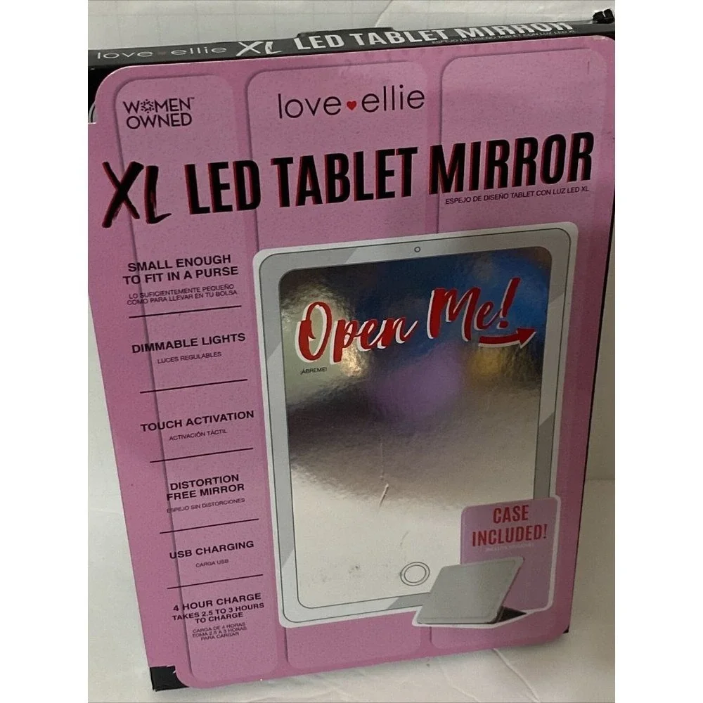 Love Ellie XL LED Tablet Mirror USB Rechargeable Dimmable Lighted Makeup Mirror
